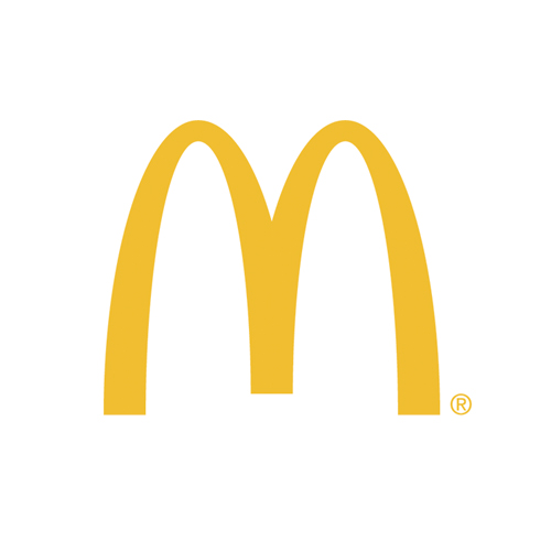 Logo of mcdonald's featuring two golden arches forming the letter "m" on a white background, with a registered trademark symbol on the right.