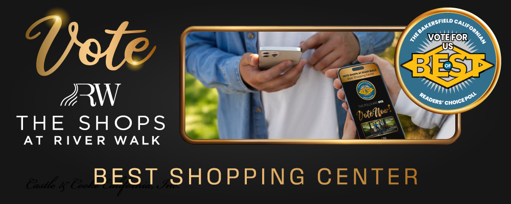Promotional graphic encouraging people to vote for The Shops at River Walk as the 